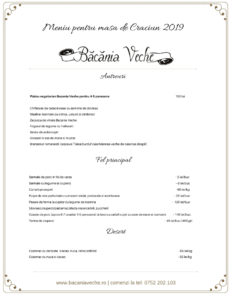 Meniu Craciun Bacania Veche 2019